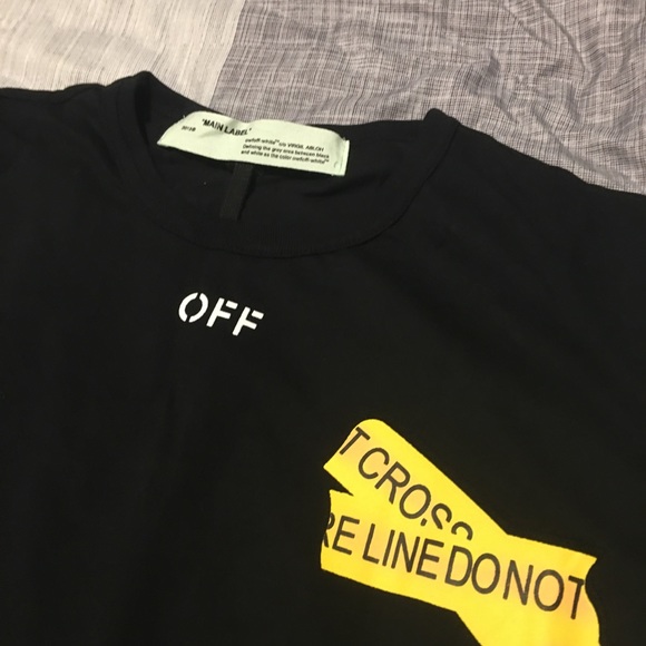 off white cross line tee